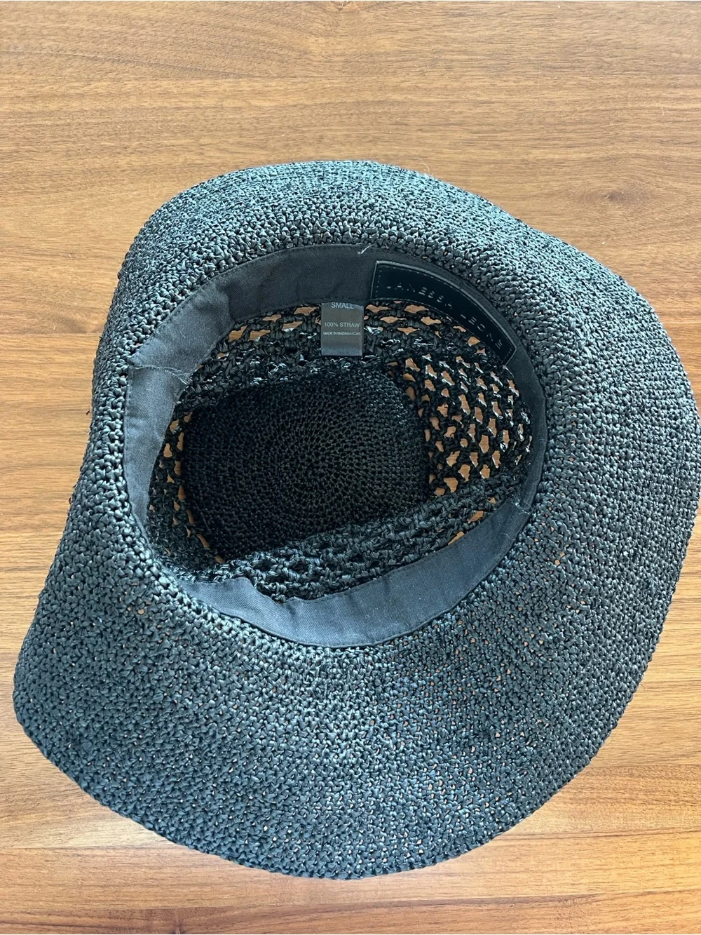 Janessa Leone Black Crochet Woven Visor Hat - Picture 6 of 7